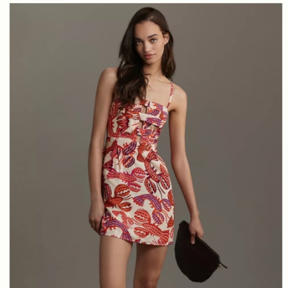 NWT Farm Rio Square-Neck Cutout 🦞 Mini Dress SIZE L - Picture 1 of 6